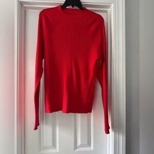 Boden Women’s Size 14 Mock Neck Poppy Red Ribbed Long Sleeve Sweater